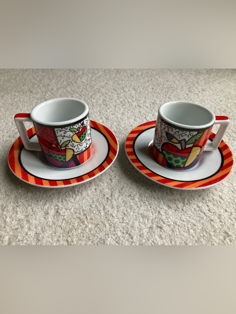 Set of 2 Egan x Britto apple cappuccino cups